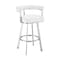Armen Living Nolagam Swivel Counter Stool in Brushed Stainless Steel with White Faux Leather 840254335622 - alternate 1